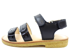 Angulus sandal black with hearts and varnish